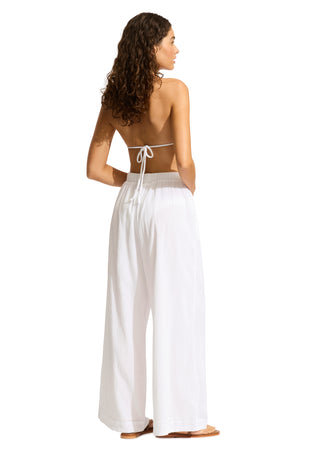 Crinkle Beach Pant White