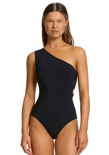 Jetset Lien One Shoulder Swimsuit Black