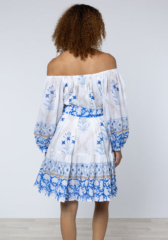 Cage Block Boho Dress Blue