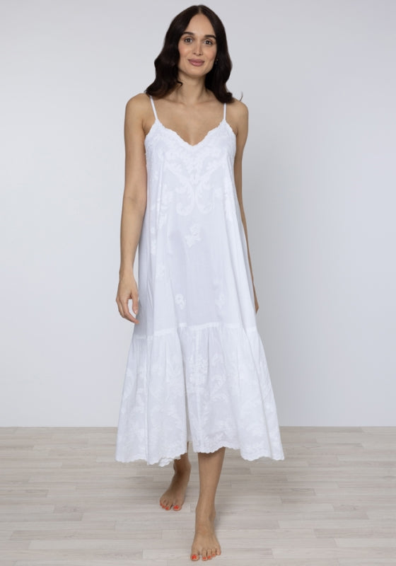 Juliet Dunn Embroidered Maxi Beach Dress White