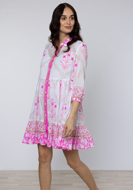 Block Pink Frill Dress Pink