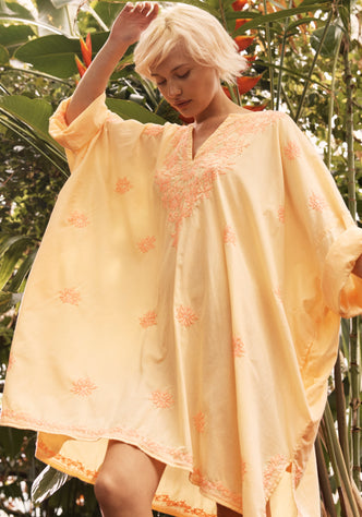 Oversized Embroidered Kaftan Melon