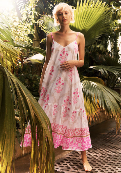 juliet dunn maxi beach dress pink and white