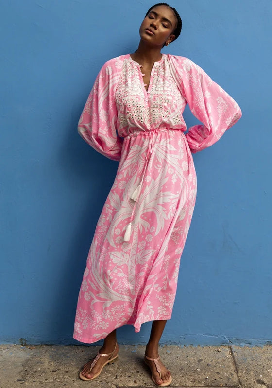 Pink kaftan dress best sale