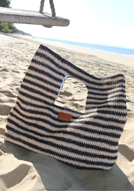 Raffia Stripe Basket Bag