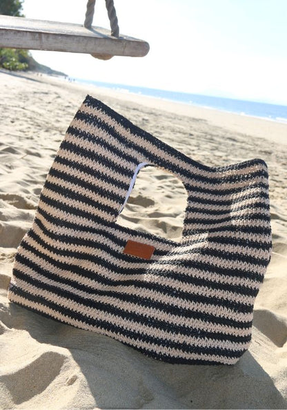 Raffia Stripe Basket Bag