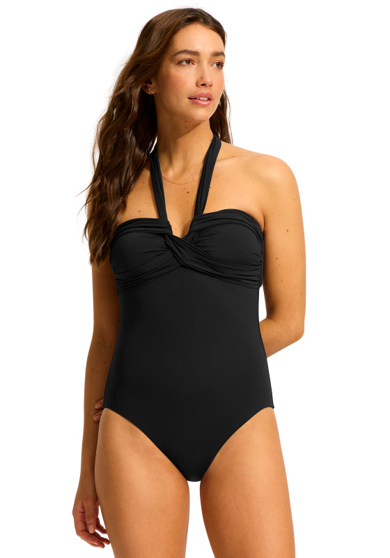 Halter Bandeau Swimsuit Black