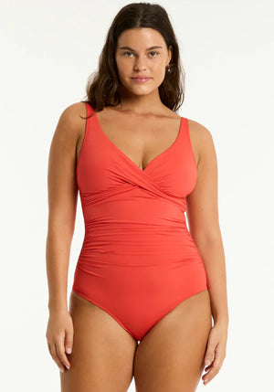 Essentials Cross Front Swimsuit Flame