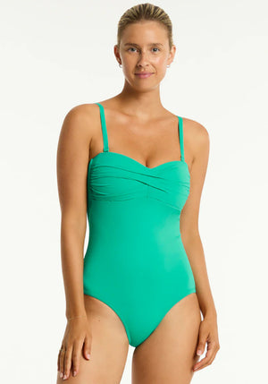 Essentials Twist Bandeau Swimsuit Evergreen