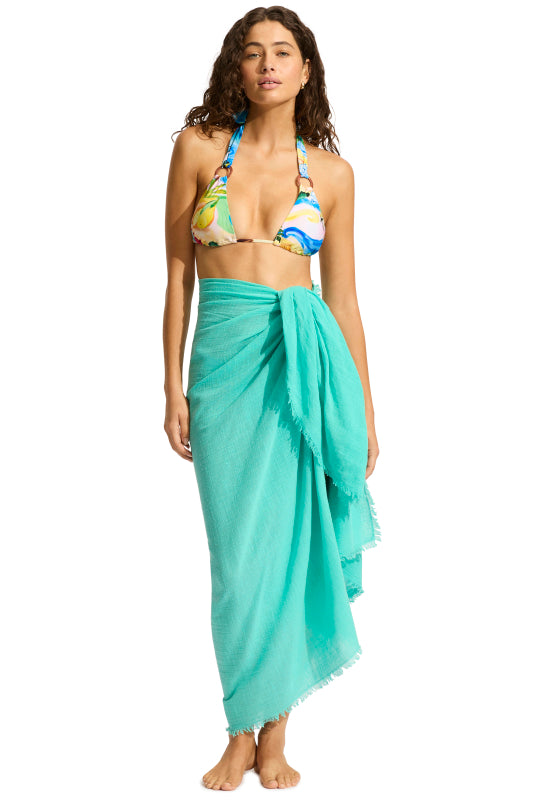 seafolly beach sarong aquatic blue