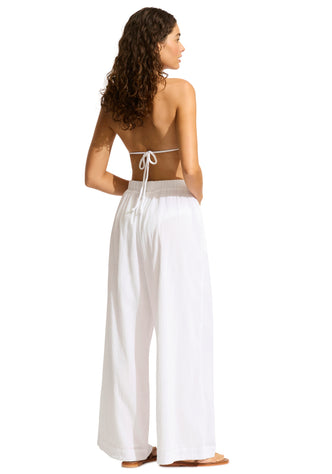 Crinkle Beach Pant White