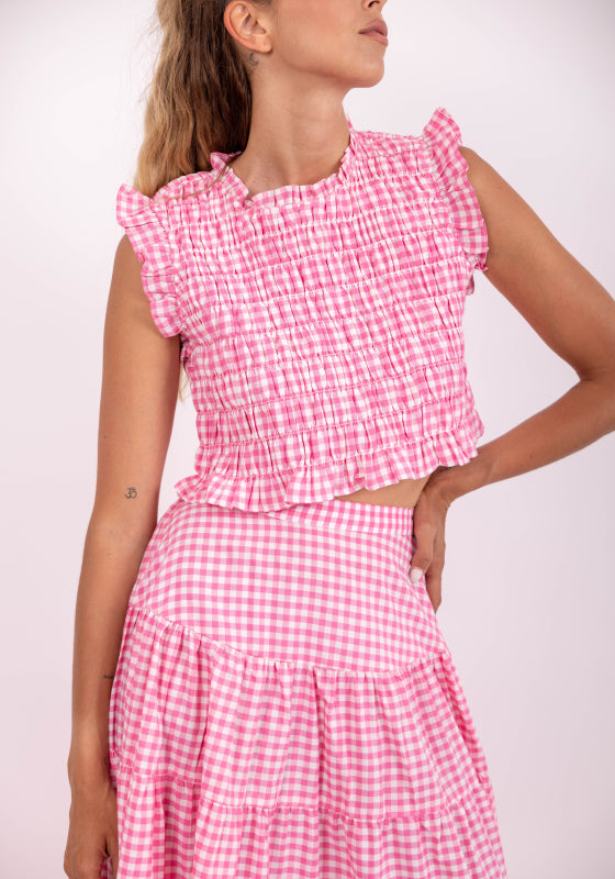 Malone Top Gingham Pink