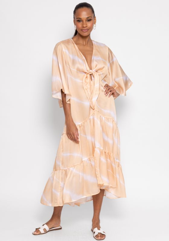 Sundress Anika Tie Dye Dress in white and beige