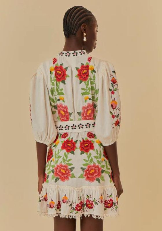 Embroidered Carmina Floral Mini Dress