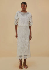 White Guipure Midi Skirt