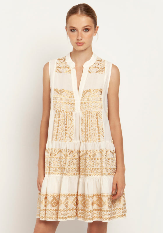 Triangle Embroidered Sleeveless Dress