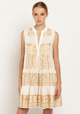 Triangle Embroidered Sleeveless Dress