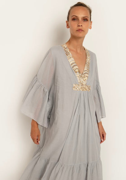 Triangle Embroidered Kaftan Grey