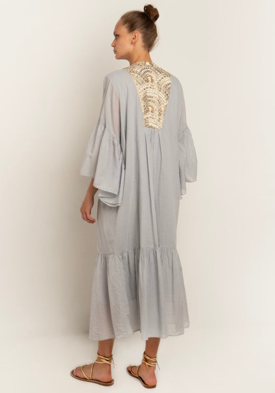 Triangle Embroidered Kaftan Grey