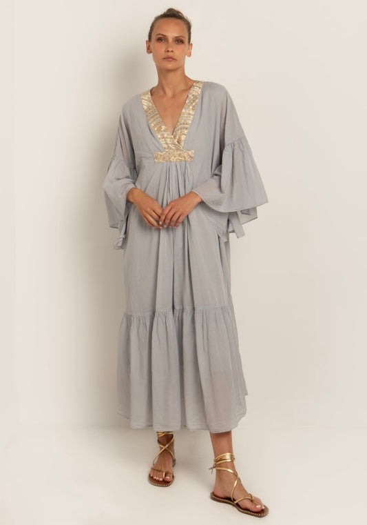 Triangle Embroidered Kaftan Grey