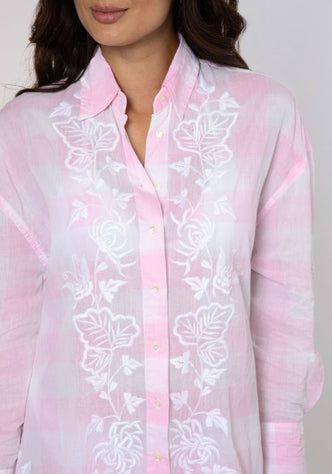 Butterfly Embroidery Shirt Pink