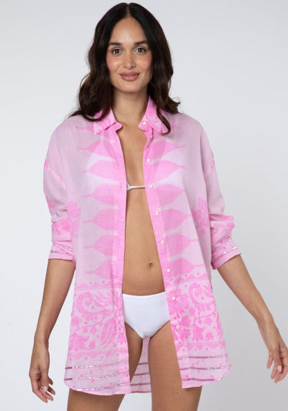 Juliet Dunn Dhaka Print Shirt Pink