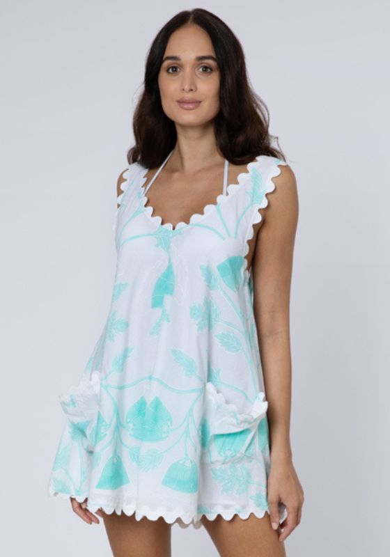 Bellflower Low Back Dress Aqua