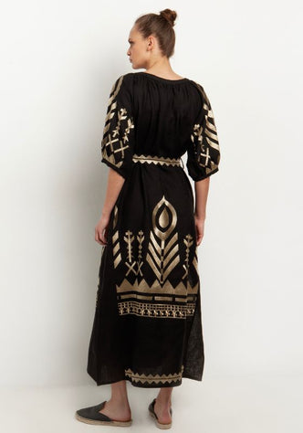 Peacock Maxi Kaftan Black