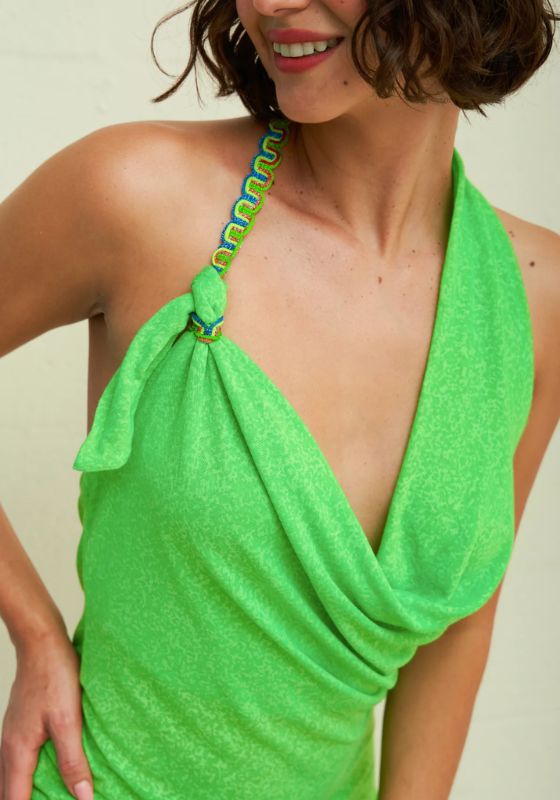 Mini Cowl Neck Dress Lime