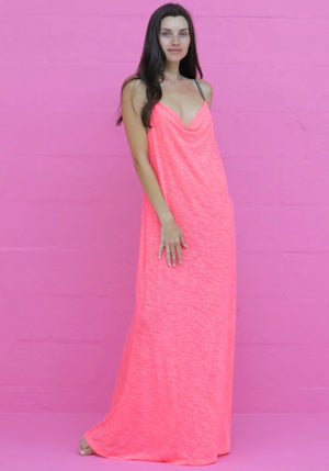 Cowl Neck Slip Dress Pink