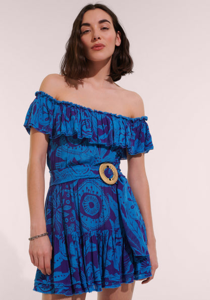 Poupette St Barth Bella Beach Dress Blue Gauguin