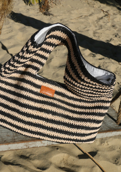 Raffia Stripe Basket Bag