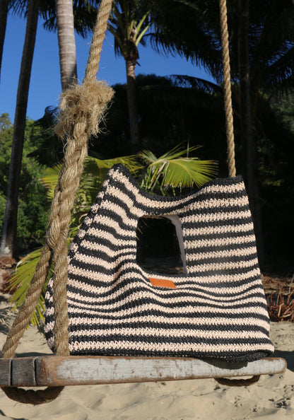 Raffia Stripe Basket Bag