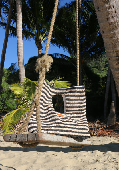 Raffia Stripe Basket Bag