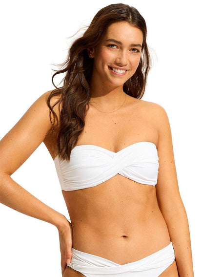 Twist Bandeau Bikini Top White