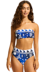 Corfu Bandeau High Waisted Bikini Azure