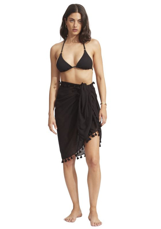 Cotton Gauze Sarong Black, Seafolly