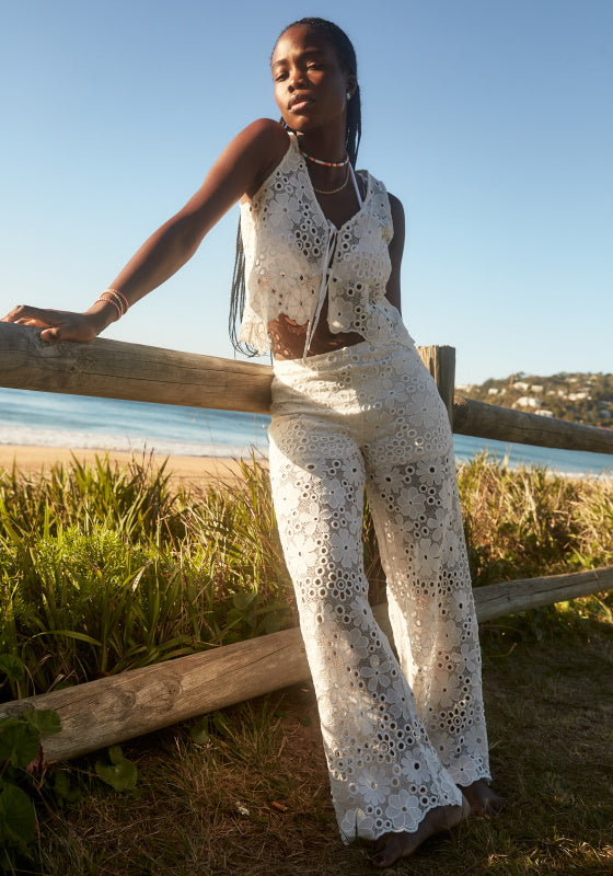 Seafolly white Crochet Trousers 