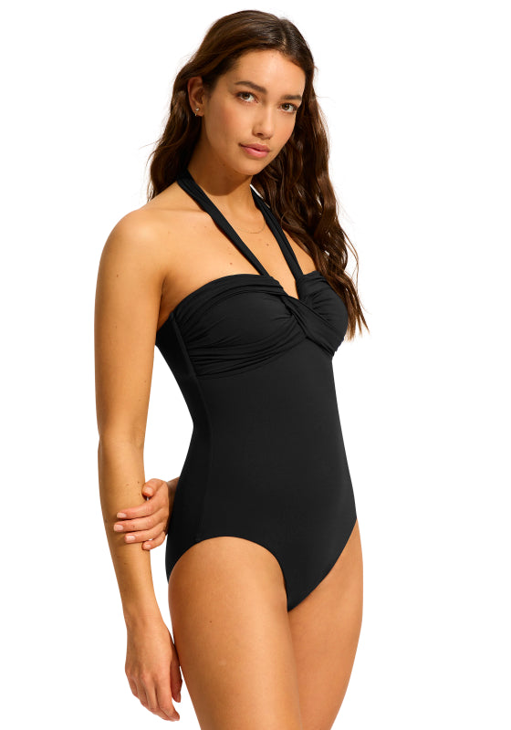 Halter Bandeau Swimsuit Black