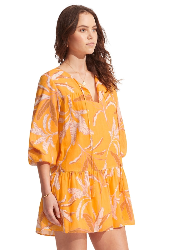 Palm Paradise Tier Kaftan Rockmelon