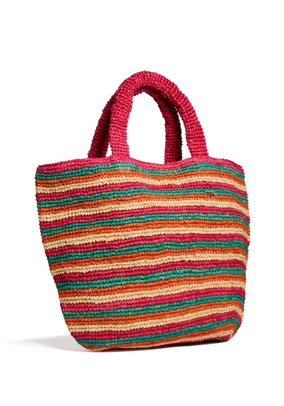 Seafolly, stripe raffia beach bag