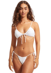 Drawstring Bralette Bikini White