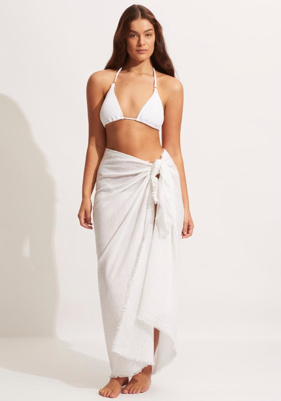 Seafolly Textured Cotton Beach Wrap White