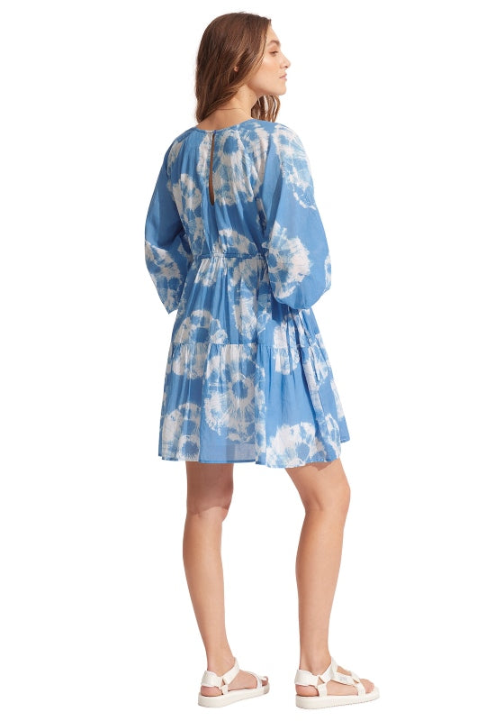 Tie Dye Tier Kaftan Azure