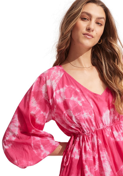 Tie Dye Tier Kaftan Rose