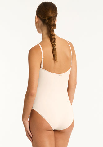 Casa Del Mar Flower Bandeau Swimsuit Coconut