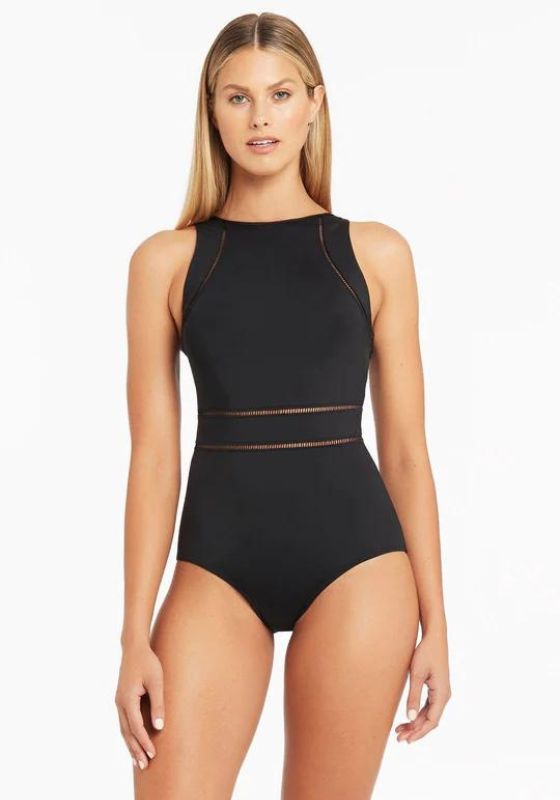 Sea Level Essentials High Neck Multifit Swimsuit Black