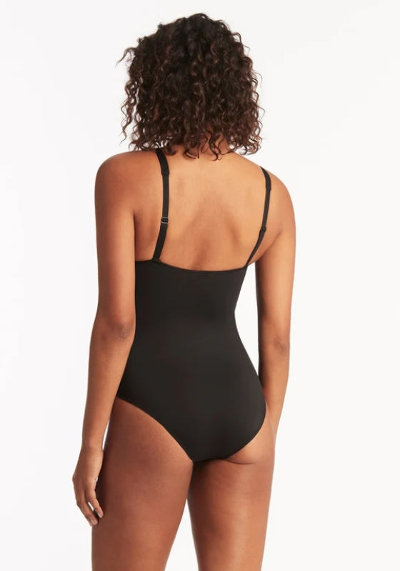 Essentials Twist Front Swimsuit Black