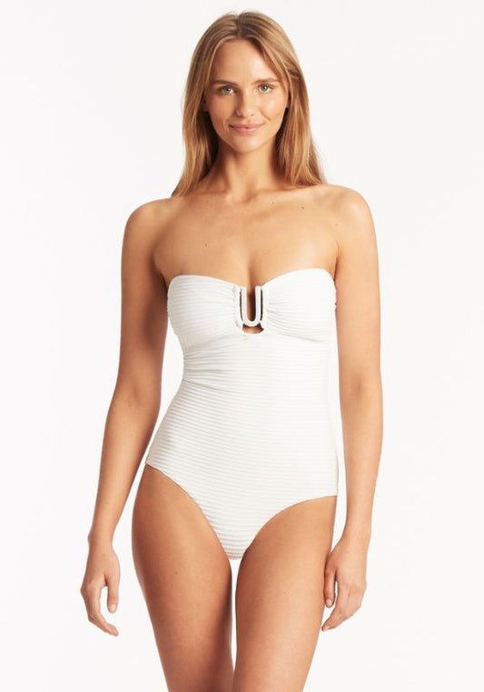 Sea Level Spinnaker U Bar Bandeau Swimsuit White