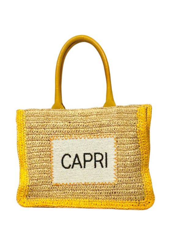 Capri Natural Yellow Raffia Bag